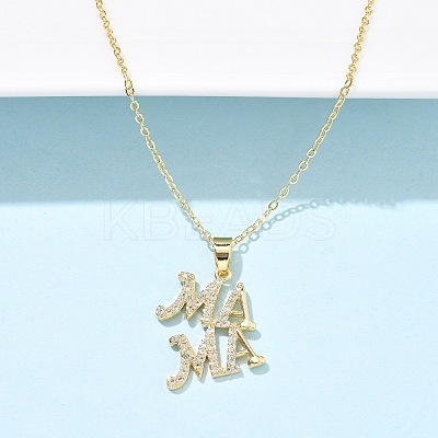 Mother's Day Brass Micro Pave Clear Cubic Zirconia Pendant Necklaces for Women NJEW-Q021-01B-G-1
