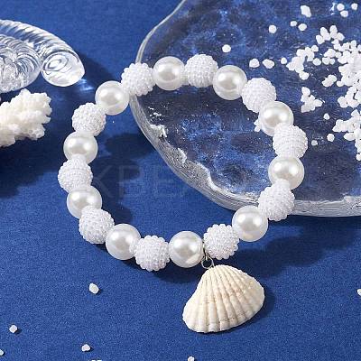 ABS Plastic Imitation Pearl Beaded Stretch Bracelet BJEW-JB10104-02-1