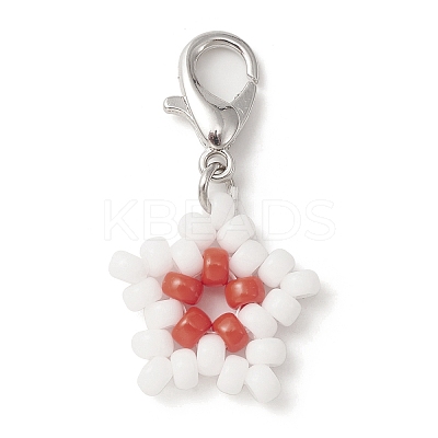 Star Glass Seed Beads Pendants HJEW-MZ00029-1