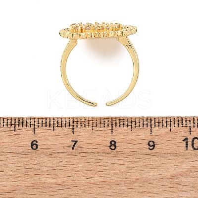 Brass Micro Pave Cubic Zirconia Cuff Open Rings RJEW-F204-05G-1