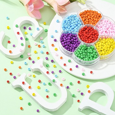 1050Pcs 7 Color 6/0 Opaque Colours Glass Seed Beads SEED-CJ0001-19-1
