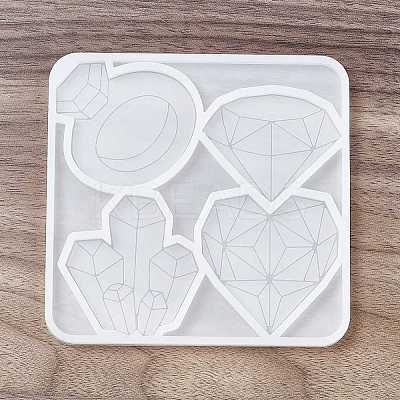 DIY Diamond Ring/Crystal Cluster/Heart Shape Ornament Silicone Molds LS-DIY-E065-04-1