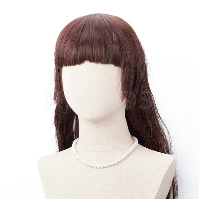 Glass Pearl Round Beaded Necklace for Men Women NJEW-JN03923-01-1
