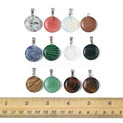 12Pcs 12 Styles Natural & Synthetic Mixed Gemstone Pendants G-FS0005-91-1