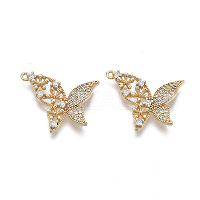 Brass Micro Pave Clear Cubic Zirconia Pendants KK-S355-008-A-NF-1