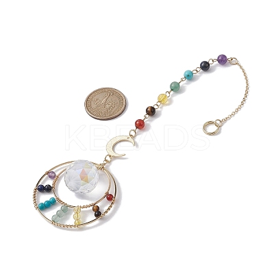 7 Chakra Natural & Synthetic Mixed Stone Beads Pendant Decorations HJEW-TA00109-1