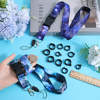 2Pcs 2 Style Polyester Ribbon Card Holder Lanyard DIY-GF0008-32-1