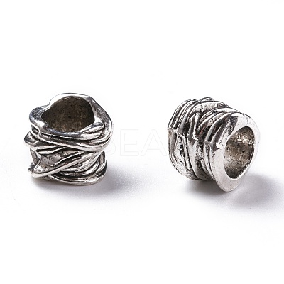 Tibetan Style Alloy Tube Barrel Beads TIBEB-LF11253YKG-AS-LF-1