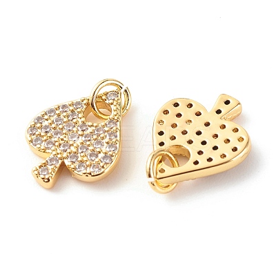 Brass Micro Pave Clear Cubic Zirconia Pendants ZIRC-P094-20G-RS-1