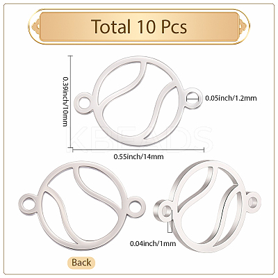 10Pcs Stainless Steel Sport Ball Outline Links Connector Charms STAS-SC0010-17B-P-1