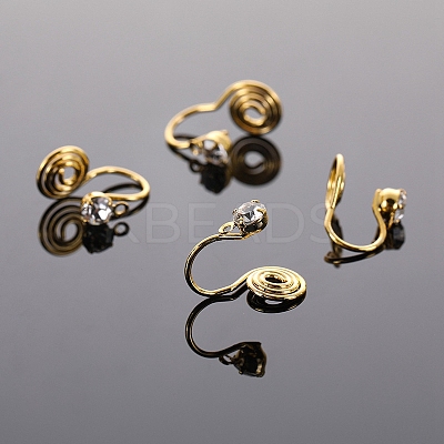 Brass Crystal Rhinestone Clip-on Earring Findings WG21877-20-1