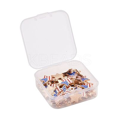 50Pcs Independence Day Light Gold Plated Alloy Enamel Pendants ENAM-LS0001-08LG-1