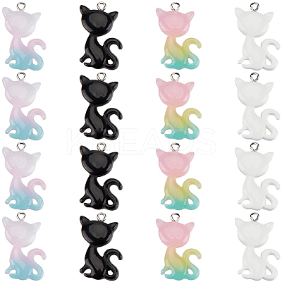 40Pcs 4 Colors Resin Pendants RESI-SC0005-93-1