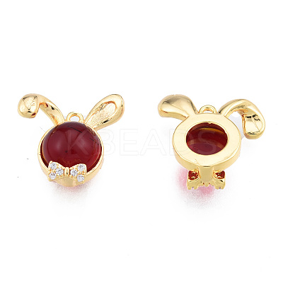 Brass Micro Pave Clear Cubic Zirconia Charms KK-N231-366-1