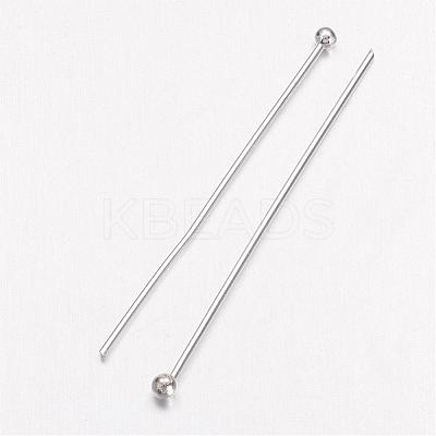 Silver Color Plated Brass Ball Head Pins X-KK-RP0.6x30mm-S-1