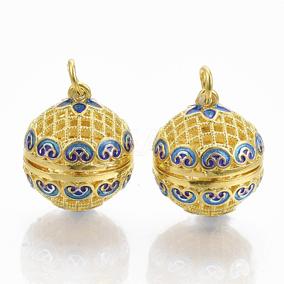 Rack Plating Brass Cage Pendants KK-T053-02G-1