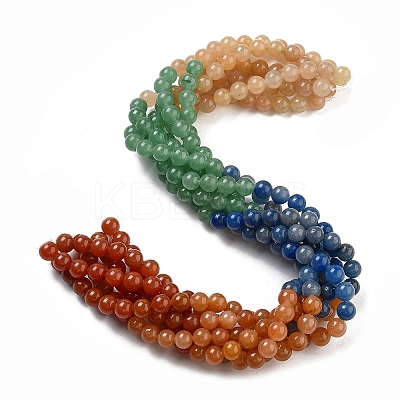 Natural Yellow/Green/Blue/Red Aventurine Beads Strands G-B095-A03-02-1