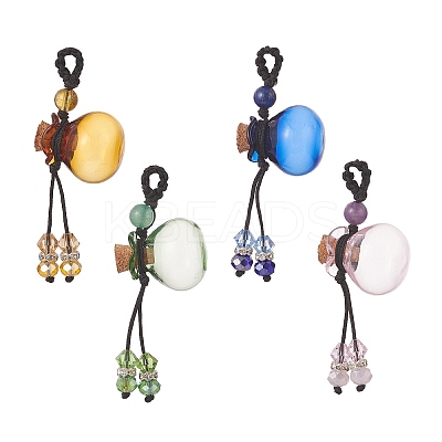 Lucky Bag Shape Glass Cork Bottle Pendants Decorations HJEW-TA00003-1