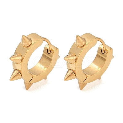 Ion Plating(IP) Polishing 304 Stainless Steel Spike Rivet Hoop Earrings for Women EJEW-M001-05G-1