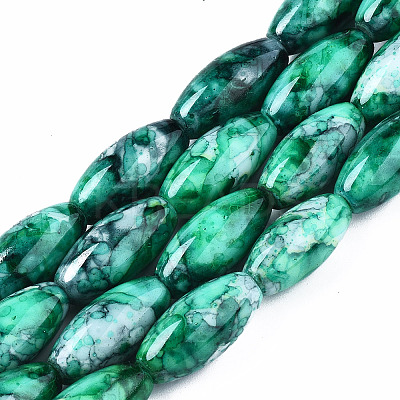 Baking Paint Glass Beads Strands DGLA-S115-22x10mm-S59-1