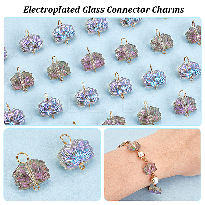 50Pcs Electroplated Glass Connector Charms FIND-GA0002-64-1