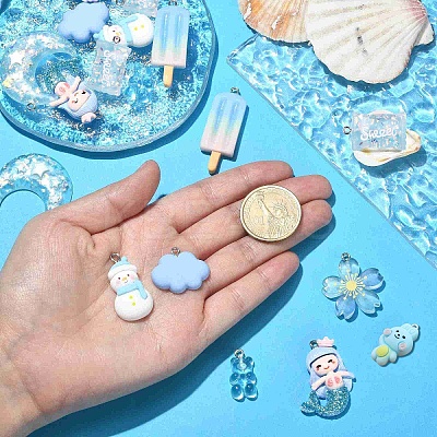 30Pcs 10 Styles Opaque & Transparent  Resin Pendants RESI-CJ0003-02-1