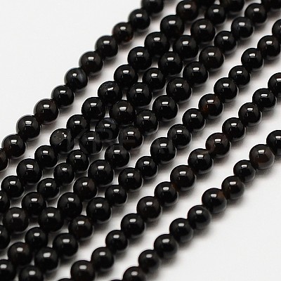 Natural Black Onyx Round Bead Strands X-G-A130-2mm-K04-1