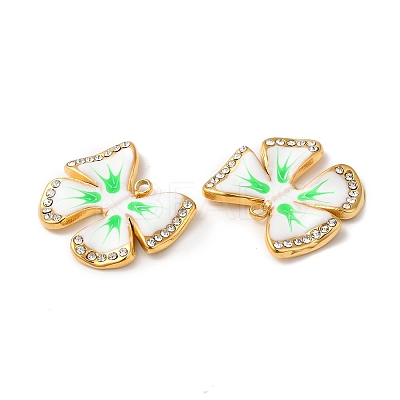 Real 18K Gold Plated 304 Stainless Steel Rhinestone Pendants STAS-A084-28G-03-1