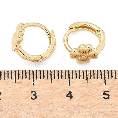Clover Brass Hoop Earrings EJEW-Z102-11G-1
