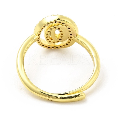 Mixed Color Enamel Initial Letter Adjustable Ring with Clear Cubic Zirconia RJEW-P045-01G-O-1