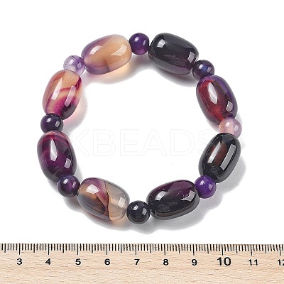 Natural Blue Lace Agate Bead Stretch Bracelets G-P570-01B-1