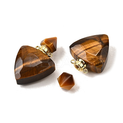 Natural Tiger Eye Perfume Bottle Pendants G-L623-10G-05-1