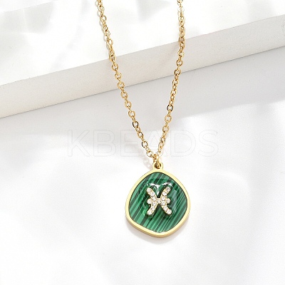 304 Stainless Steel Micro Pave Cubic Zirconia constellation Pendant Necklaces NJEW-R021-01G-12-1