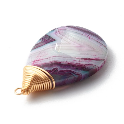 Natural Agate Pendants PALLOY-JF00778-1