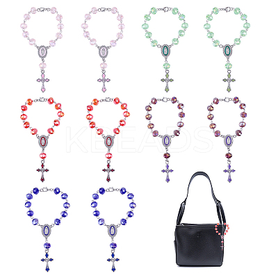 10Pcs 5 Colors Glass & Alloy Enamel Pendant Decoration HJEW-DR00076-1