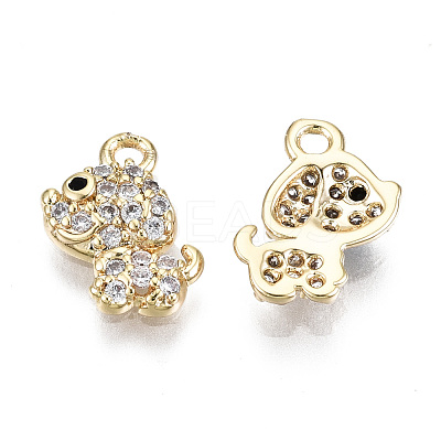 Brass Micro Pave Clear Cubic Zirconia Charms KK-T056-66G-NF-1