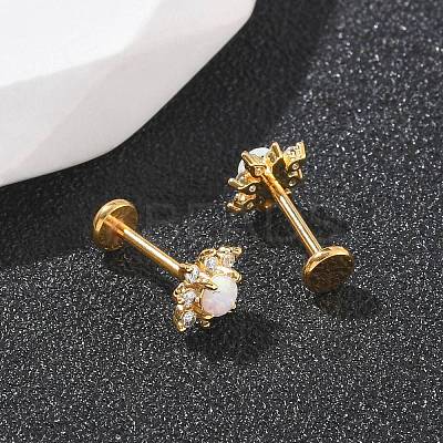 304 Stainless Steel Synthetic Opal Stud Earrings EJEW-B143-01G-07-1