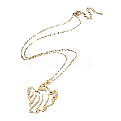 201 Stainless Steel Hollow Ghost Pendant Necklace with Cable Chains NJEW-Q317-08G-1