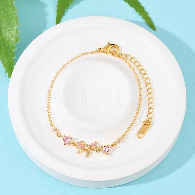 Brass Micro Pave Cubic Zirconia Link Bracelets BJEW-Z122-01G-1