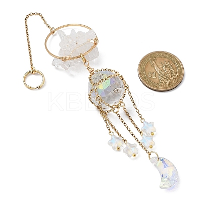 Stainless Steel Cable Chains Pouch Teardrop Pendant Decorations HJEW-JM01578-1