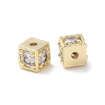 Brass Micro Pave Clear Cubic Zirconia Beads KK-Z049-03G-1