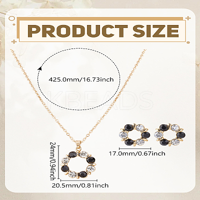 Wreath Alloy Rhinestone Pendant Necklace & Stud Earring Sets SJEW-LP0001-56C-1