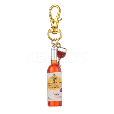 Goblet Alloy Enamel with Wine Resin Pendant Decorations HJEW-JM02524-1