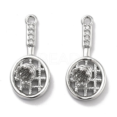 Rack Plating Brass Clear Cubic Zirconia Pendants KK-M102-23G-P-1