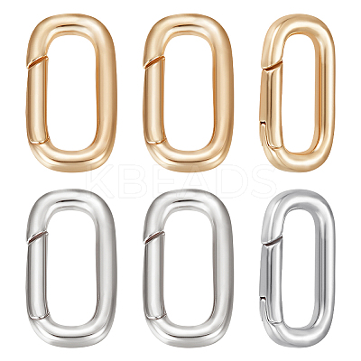 10Pcs 2 Colors Brass Spring Gate Rings KK-BBC0007-77-1