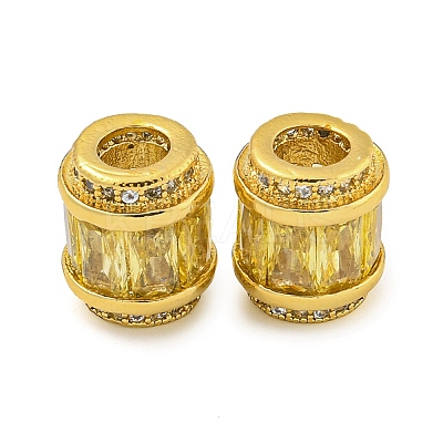 Rack Plating Brass Micro Pave Cubic Zirconia European Beads KK-F089-31G-06-1
