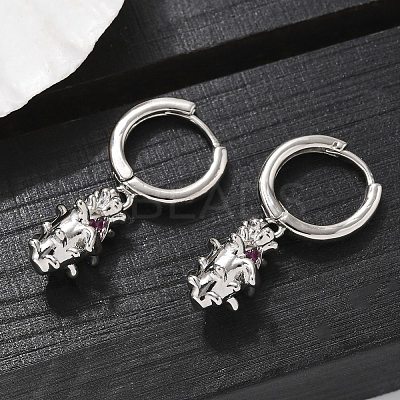 Brass Cubic Zirconia Hoop Earrings EJEW-Q015-01P-1