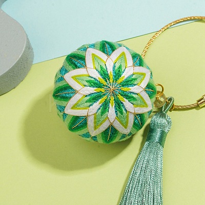 DIY Embroidery Temari Ball Keychain Kits DIY-I064-A05-1