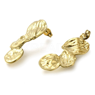 Ion Plating(IP) 304 Stainless Steel Nuggets Stud Earrings EJEW-I312-03G-1