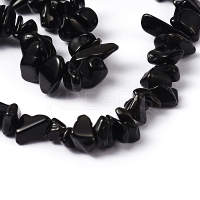Natural Obsidian Chip Bead Strands X-F079-1